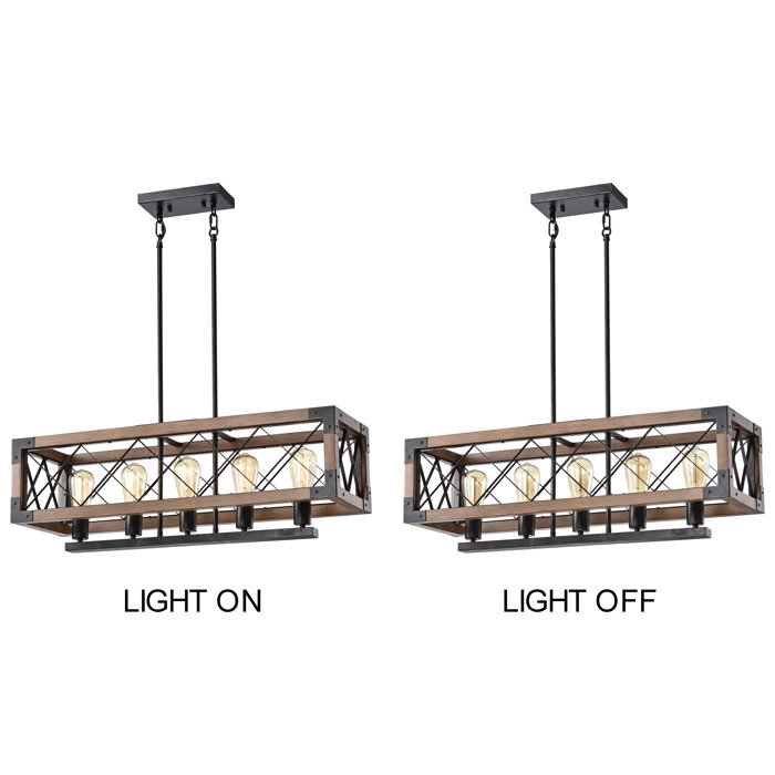 Steelside™ Aliyah 5 Light Antique Black/Light Brown Kitchen Island Pendant & Reviews Wayfair